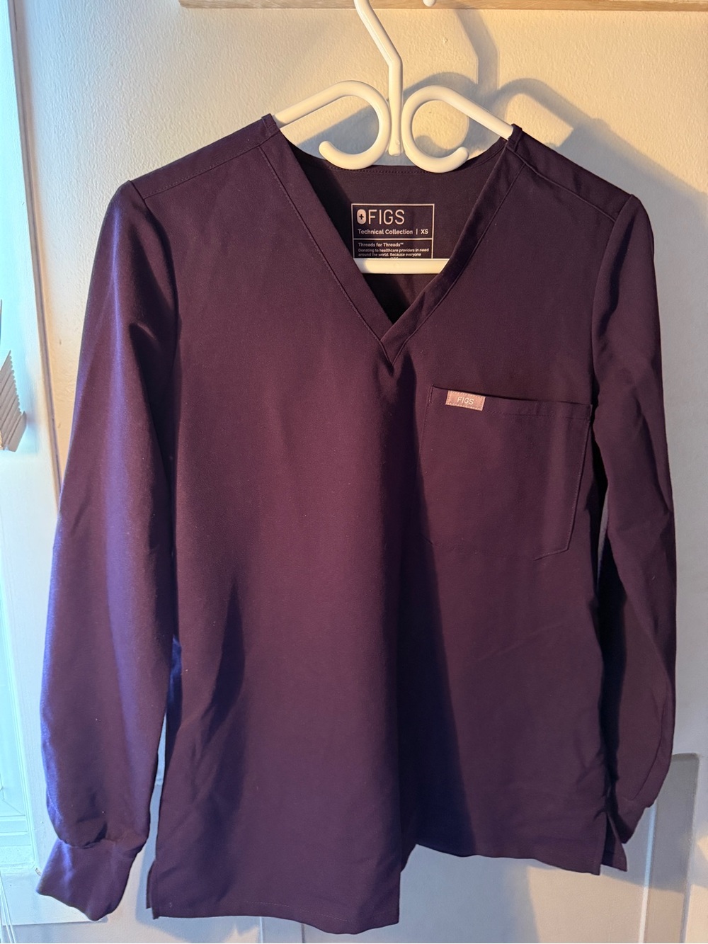 FIGS Long Sleeve Catrina Scrub Top - Jam Purple